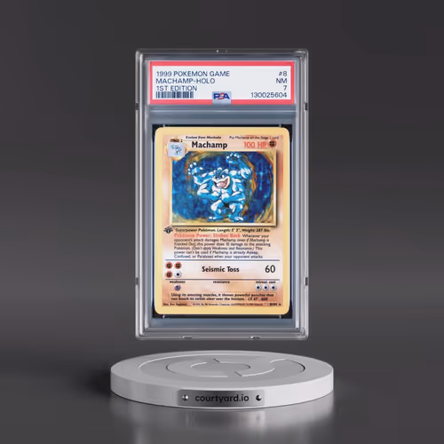1999 Pokémon Game #8 Machamp - 1st Edition Holo (PSA 7 NM)