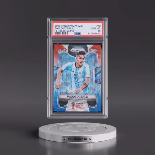 2018 Panini Prizm World Cup #10 Paulo Dybala - Red/Blue Wave (PSA 10 GEM MINT)