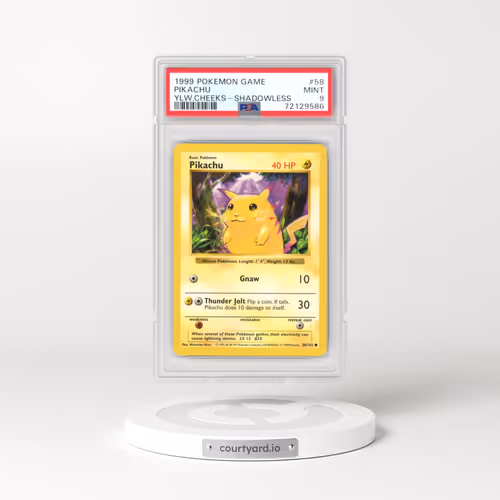 1999 Base Set #58 Pikachu - Shadowless Shadowless (Yellow Cheeks) (PSA 9 MINT)