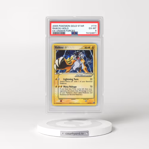 2005 Pokémon EX Unseen Forces #114 Raikou - Holo Gold Star (PSA 6 EX-MT)