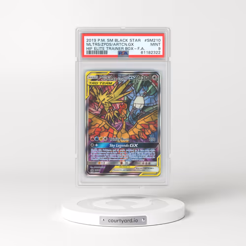 2019 Pokémon SM Black Star Promo #SM210 Moltres & Zapdos & Articuno GX - Holo Full Art Hidden Fates Elite Trainer Box (PSA 9 MINT)