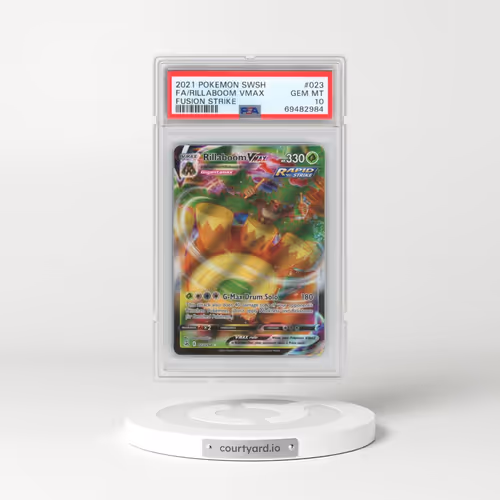 2021 Pokémon Sword & Shield Fusion Strike #023 Rillaboom Vmax - Full Art (PSA 10 GEM MINT)