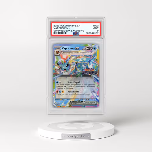 2025 Pokémon Pre EN-Prismatic Evolutions #023 Vaporeon EX - Holo Surprise Box Exclusive (PSA 9 MINT)