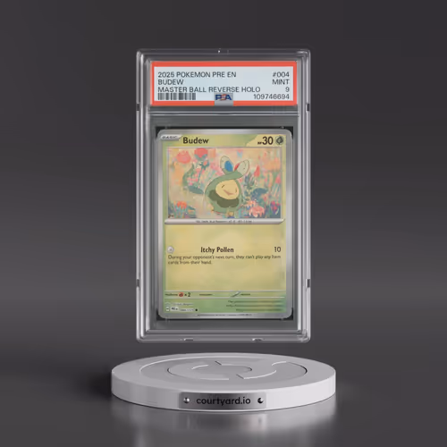 2025 Pokémon Pre EN-Prismatic Evolutions #004 Budew - Reverse Holo Master Ball (PSA 9 MINT)