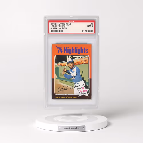 1975 Topps Mini #1 '74 Highlights - Hank Aaron (PSA 7 NM)