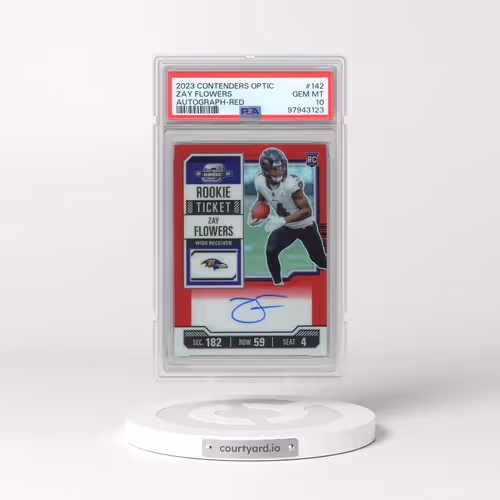 2023 Panini Contenders Optic #142 Zay Flowers - Autograph-Red (PSA 10 GEM MINT)