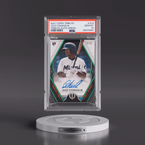 2021 Topps Tribute Tribute Autograph #JCH Jazz Chisholm - Green (PSA 10 GEM MINT)
