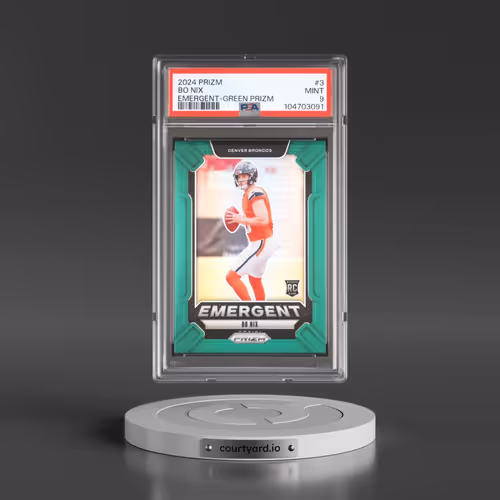 2024 Panini Prizm Emergent #3 Bo Nix - Green Prizm (PSA 9 MINT)
