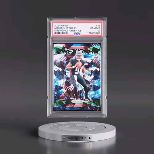 2024 Panini Prizm Fireworks #16 Michael Penix Jr. - Green Ice (PSA 10 GEM MINT)