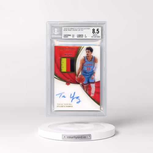 2018 Immaculate Collection #136 Trae Young JSY AU RC (BGS 8.5 NM-MT+)