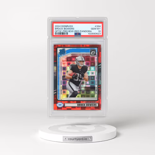 2024 Panini Donruss #394 Brock Bowers - Optic Preview-Red Pandora (PSA 10 GEM MINT)