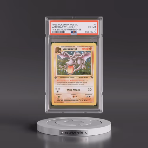 1999 Pokémon Fossil #1 Aerodactyl - 1st Edition Holo Prerelease (PSA 6 EX-MT)