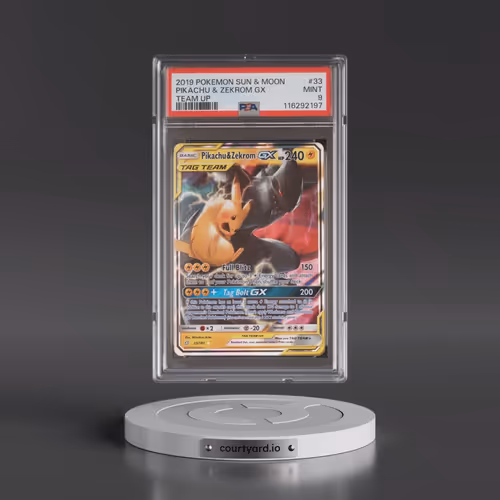 2019 Pokémon Sun & Moon Team Up #33 Pikachu & Zekrom GX - Holo (PSA 9 MINT)