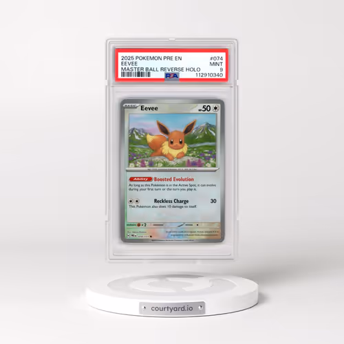 2025 Pokémon Pre EN-Prismatic Evolutions #074 Eevee - Reverse Holo Master Ball (PSA 9 MINT)