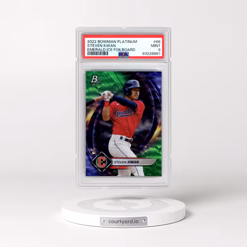 2022 Bowman Platinum #66 Steven Kwan - Emerald Ice Foilboard (PSA 9 MINT)