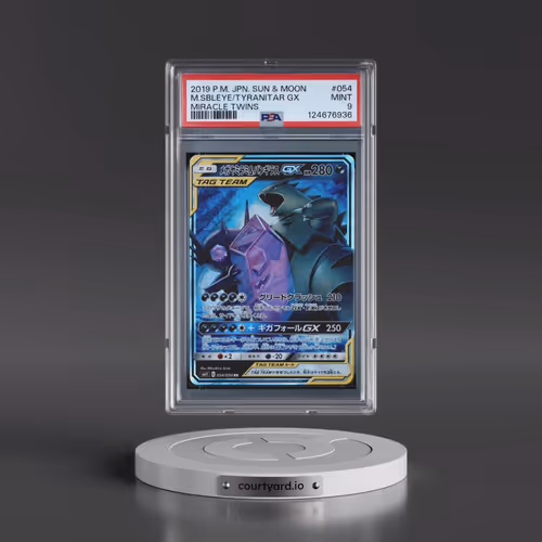 2019 Pokémon Sun & Moon Miracle Twins #054 Mega Sableye & Tyranitar GX - Holo (PSA 9 MINT)