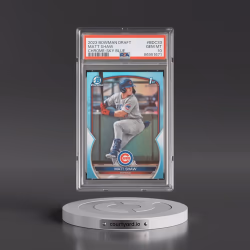 2023 Bowman Draft #BDC33 Matt Shaw - Chrome-Sky Blue Refractor (PSA 10 GEM MINT)