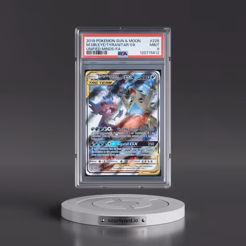 2019 Pokémon Sun & Moon Unified Minds #226 Mega Sableye & Tyranitar GX - Holo Full Art (PSA 9 MINT)