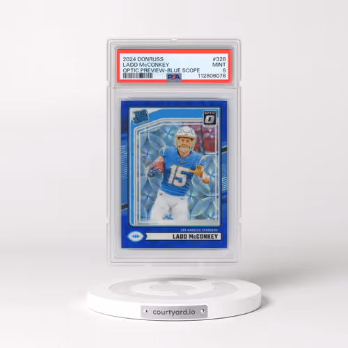 2024 Panini Donruss #328 Ladd McConkey - Optic Preview-Blue Scope (PSA 9 MINT)