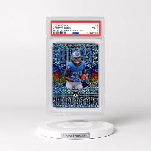 2023 Panini Mosaic Introductions #I5 Jahmyr Gibbs - No Huddle Silver (PSA 9 MINT)