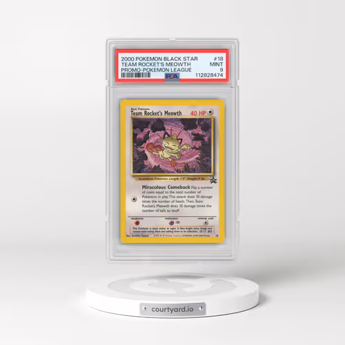 2000 Pokémon Promo Black Star #18 Team Rocket's Meowth - Pokemon League (PSA 9 MINT)