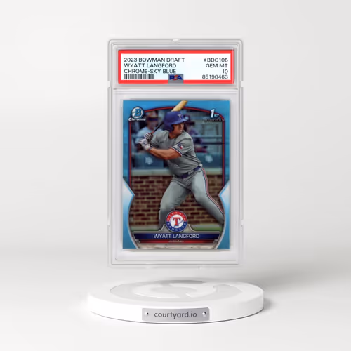 2023 Bowman Draft #BDC106 Wyatt Langford - Chrome-Sky Blue Refractor (PSA 10 GEM MINT)