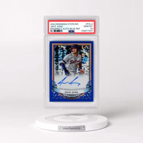 2024 Bowman Sterling Prospect Autographs #PAJJ Jace Jung - Blue Refractor (PSA 10 GEM MINT)