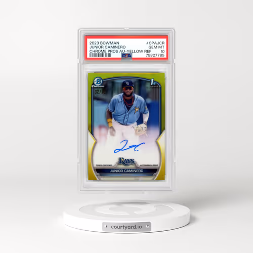 2023 Bowman Chrome Prospect Autographs #CPAJCR Junior Caminero - Yellow Refractor (PSA 10 GEM MINT)