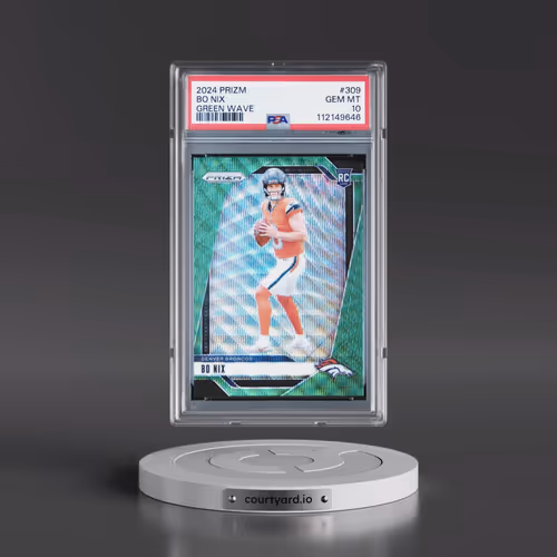 2024 Panini Prizm #309 Bo Nix - Green Wave (PSA 10 GEM MINT)