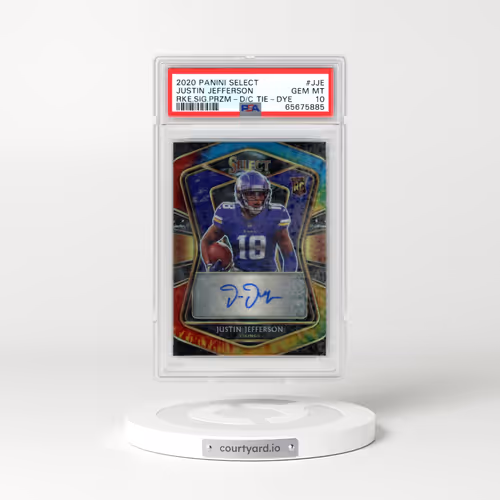 2020 Panini Select Rookie Signatures #JJE Justin Jefferson - Die-Cut Tie-Dye (PSA 10 GEM MINT)