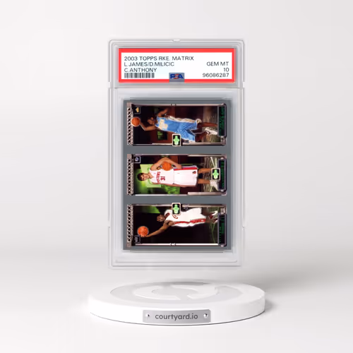 2003 Topps Rookie Matrix #JMA Carmelo Anthony/Darko Milicic/LeBron James (PSA 10 GEM MINT)
