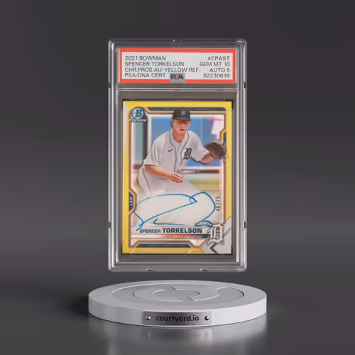 2021 Bowman Chrome Prospect Autographs #CPAST Spencer Torkelson - Yellow Refractor (PSA 10 GEM MINT)
