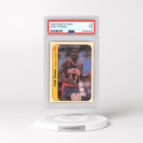 1986 Fleer Sticker #10 Isiah Thomas (PSA 7 NM)