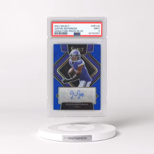 2021 Panini Select Signatures Prizm #SIPJJE Justin Jefferson - Blue (PSA 9 MINT)