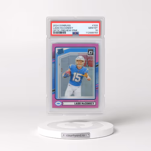 2024 Panini Donruss #328 Ladd McConkey - Optic Preview-Pink (PSA 10 GEM MINT)