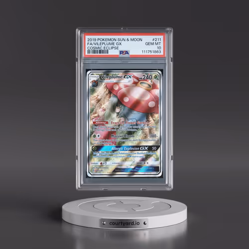2019 Pokémon Sun & Moon Cosmic Eclipse #211 Vileplume GX - Holo Full Art (PSA 10 GEM MINT)