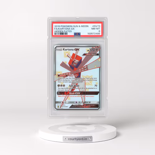 2019 Pokémon Sun & Moon Hidden Fates #SV73 Kartana GX - Holo Full Art (PSA 8 NM-MT)
