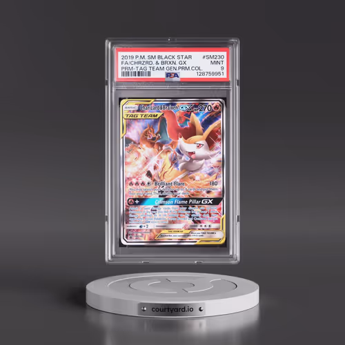 2019 Pokémon SM Black Star Promo #SM230 Charizard & Braixen GX - Holo Full Art Tag Team Generations