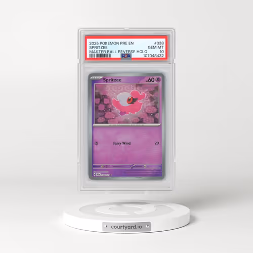 2025 Pokémon Pre EN-Prismatic Evolutions #038 Spritzee - Reverse Holo Master Ball (PSA 10 GEM MINT)