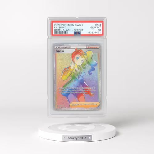 2020 Pokémon Sword & Shield Rebel Clash #203 Sonia - Full Art Secret (PSA 10 GEM MINT)