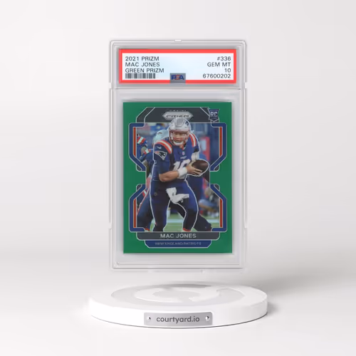 2021 Panini Prizm #336 Mac Jones - Green Prizm (PSA 10 GEM MINT)