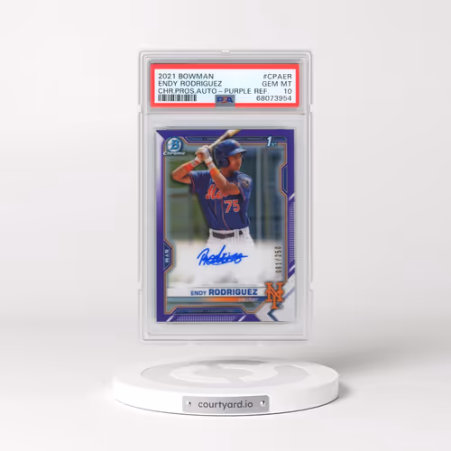 2021 Bowman Chrome Prospect Autographs #CPAER Endy Rodriguez - Purple Refractor (PSA 10 GEM MINT)