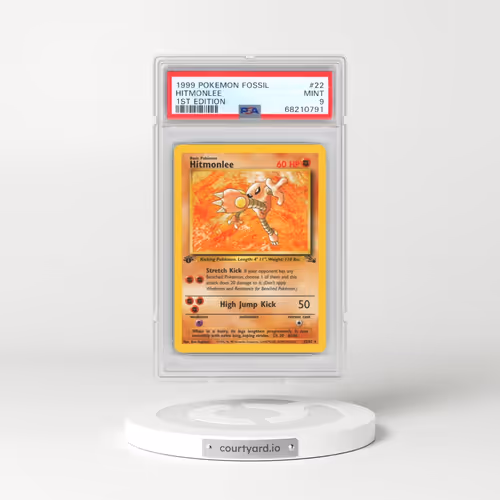 1999 Pokémon Fossil #22 Hitmonlee - 1st Edition (PSA 9 MINT)
