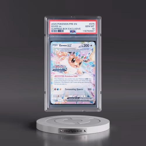 2025 Pokémon Pre EN-Prismatic Evolutions #075 Eevee EX - Holo Surprise Box Exclusive (PSA 10 GEM MIN