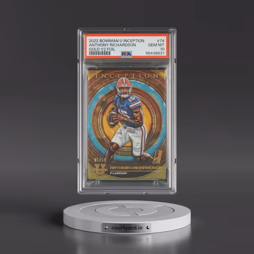 2022 Bowman University Inception #74 Anthony Richardson - Gold V2 Foil (PSA 10 GEM MINT)
