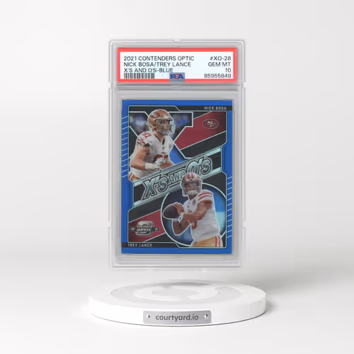 2021 Panini Contenders Optic X's and O's #XO-28 Nick Bosa/Trey Lance - Blue (PSA 10 GEM MINT)
