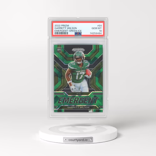 2022 Panini Prizm Emergent #E6 Garrett Wilson - Green Ice (PSA 10 GEM MINT)