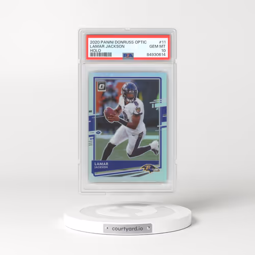 2020 Panini Donruss Optic #11 Lamar Jackson - Holo (PSA 10 GEM MINT)