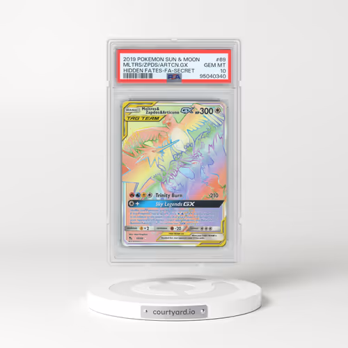 2019 Pokémon Sun & Moon Hidden Fates #69 Moltres & Zapdos & Articuno GX - Holo Full Art Secret (PSA