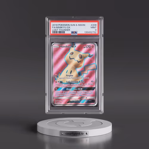 2018 Pokémon Sun & Moon Lost Thunder #206 Mimikyu GX - Holo Full Art (PSA 9 MINT)